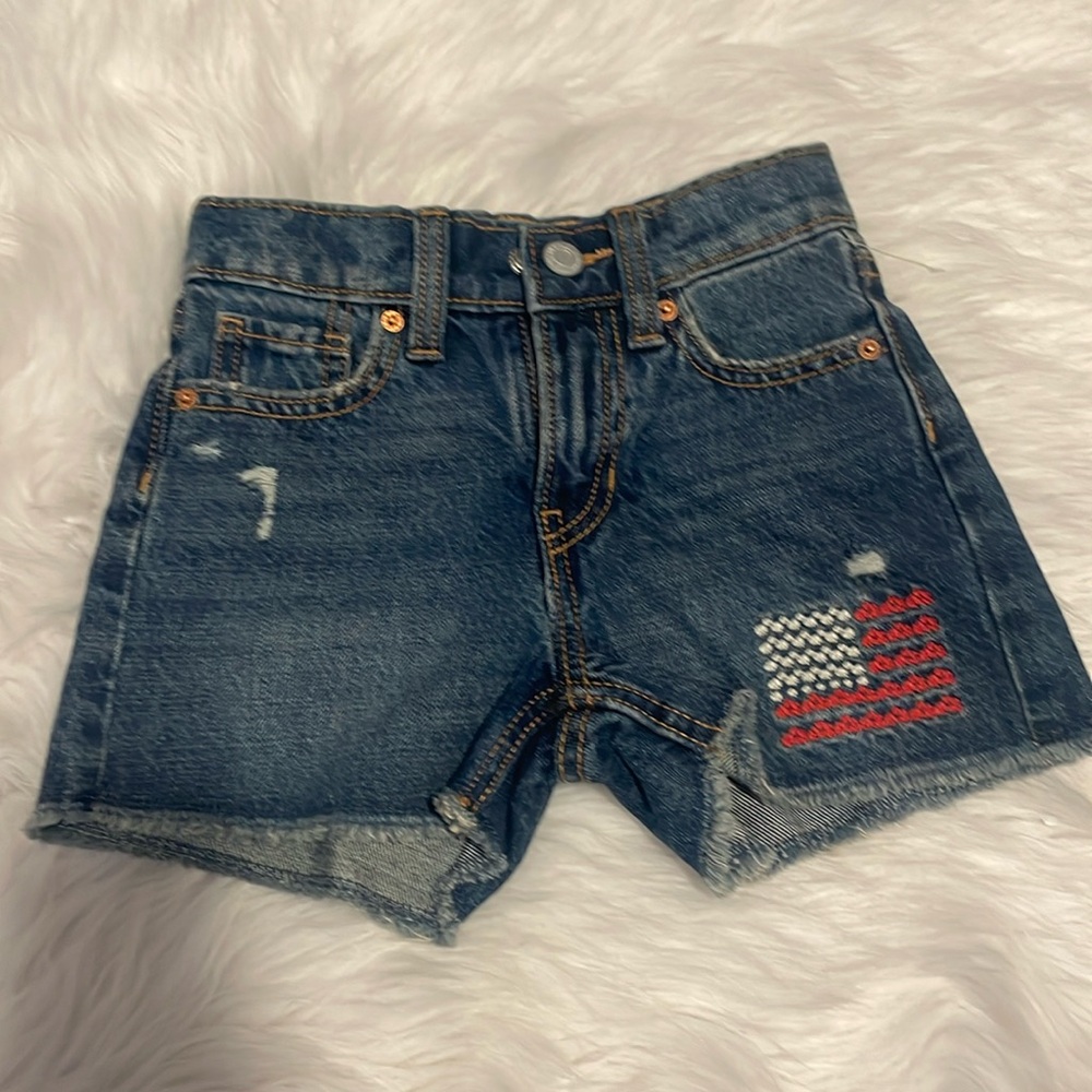 Old navy denim shirts / embroidered flag - size 5